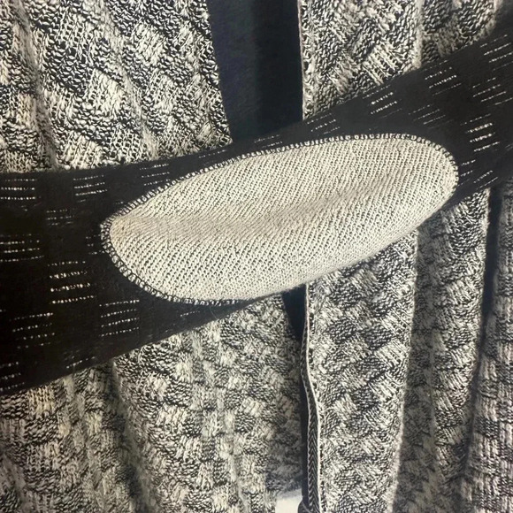 Anthropologie Sweater w Elbow Patches Cardigan Black & White Waterfall Sz Small - Picture 4 of 6